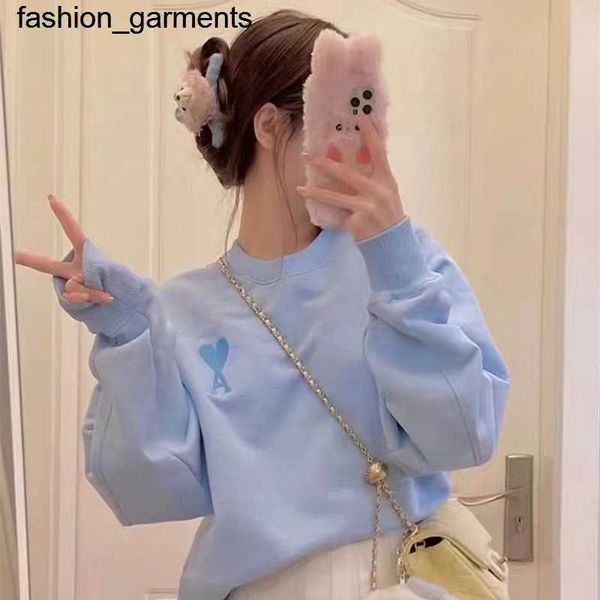 

women's sweaters spring designer autumn amis couple sports leisure crew neck pullover sweater with love embroidery macaron series, White;black