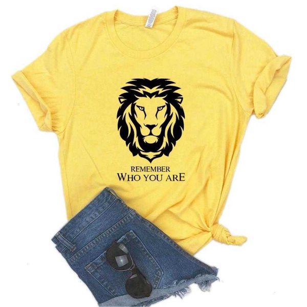 

remember who you are womens t-shirt lion print women hipster funny lady yong, White