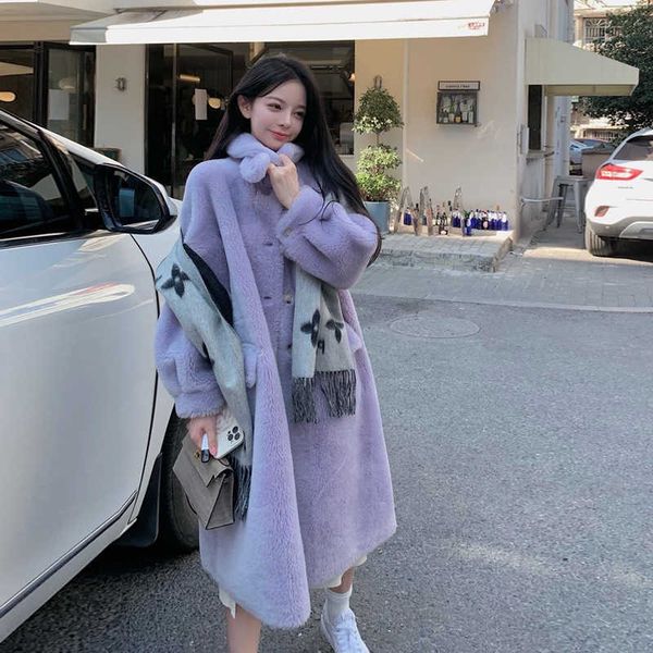

women's fur faux fur 2022 autumn and winter new wool and fur all-in-one sheep shearling coat women's lamb wool particles medium an, Black