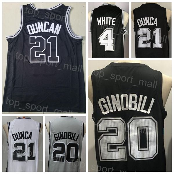 

men basketball manu ginobili jersey 20 tim duncan 21 derrick white 4 city earned association classic statement icon black white grey camo te, Black;red