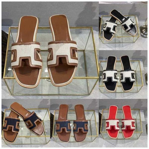 

herme slippers designer herme oran slippers sandals h slipper luxury ladies women genuine leather canvas flat shoe sandal party wedding shoe, Black