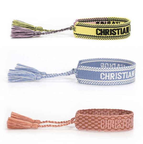 

fashion luxury women's bracelets d brand designer bangle letter embroidery bracelet hand woven jewelry bohemian rope trinket men girl f, Golden;silver