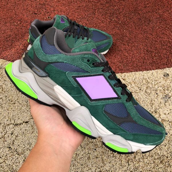 

with box mens running shoes 9060 green powder men women trainers sports sneakers og quality 36-45
