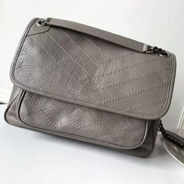 

niki designer bags bagsfashion new 28cm medium vintage leather crossbody shoulder bag front flap metal chain bags leather dust bag fashion h