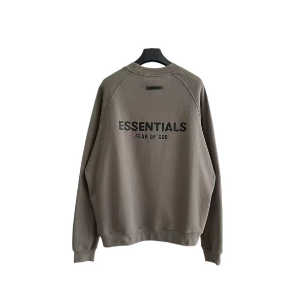 

new compound line flocked letters sweatshirt fog essentials round neck plus flannel loose casual men and women couples clothing, Black