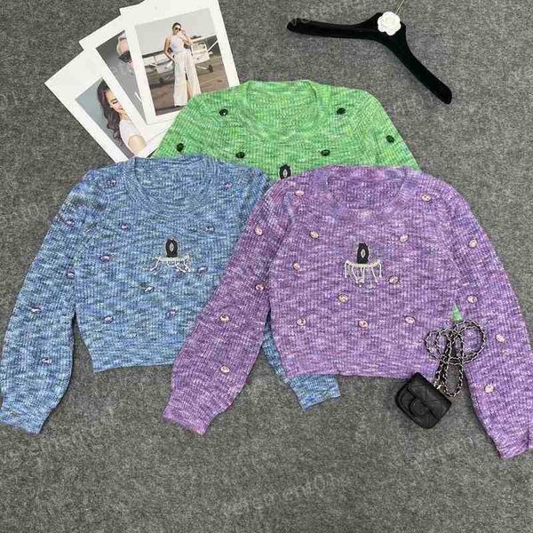 

luxury women sweater chest patch pendant base layer sweater long sleeve t-shirt brand designer womens sweaters knitwear, White;black