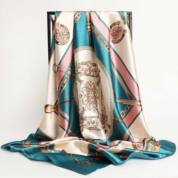 

sarongs 90*90cm silk scarves women foulard square head hijab office lady chiffon shawl bandanna female wrap muffler pareo soft fashion p2304, Blue;gray