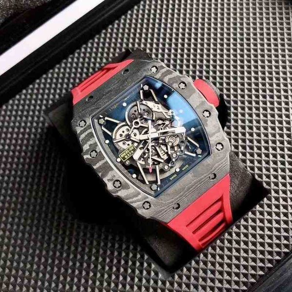 

multi-function superclone watch designer luxury wristwatch richa milles business leisure rm3502 automatic mechanical carbon fiber shell holl, Slivery;brown
