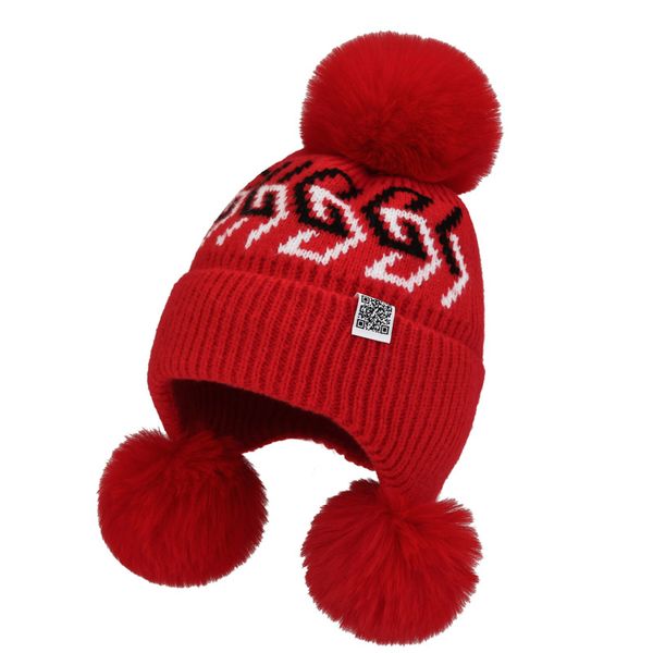 

children's new knitted hat velvet ear hats boys and girls warm hats, Blue;gray
