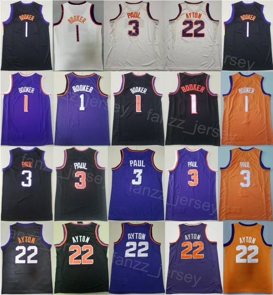 

men valley basketball deandre ayton jersey 22 chris paul 3 devin booker 1 earned city association classic statement icon black orange purple, Black;red