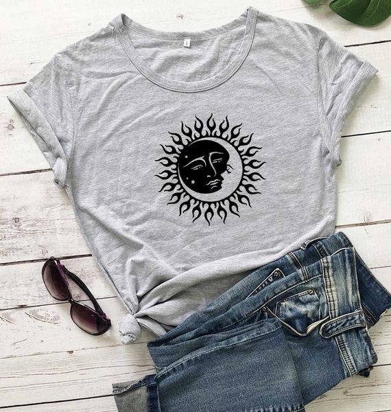 

sun moon gothtic graphic women fashion cute grunge tumblr t shirt young, White