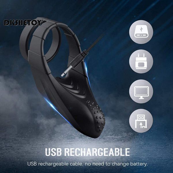 

costumes 10 vibration cock ring vibrators for men silicone prostate massager 2 rings remote control usb rechargeable vibratating to, Black
