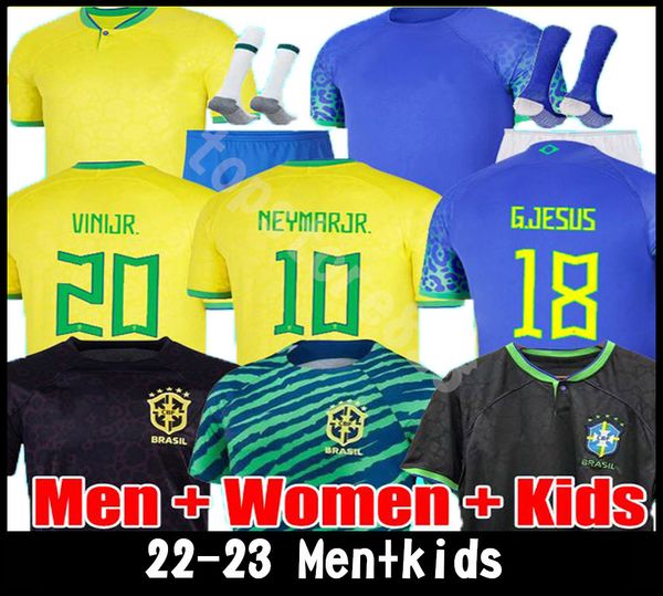 

soccer 2022 2023 jersey camiseta de futbol paqueta brazils coutinho football shirt jesus marcelo pele casemiro brasil 22, Black