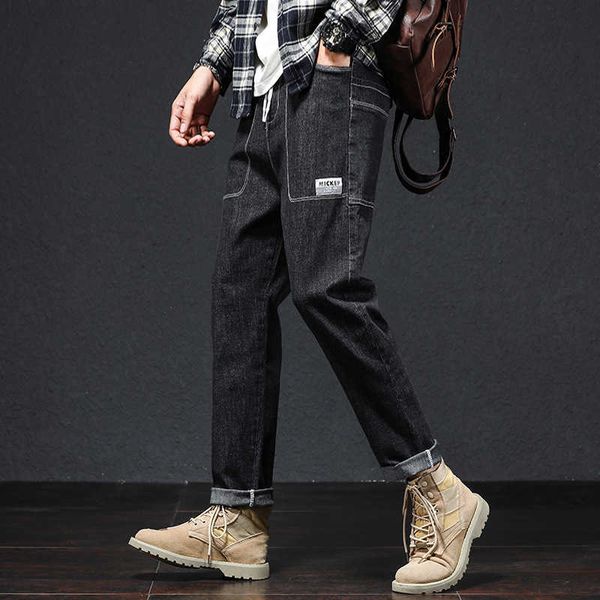 

autumn jeans men's straight pants new casual fashion teenager students, Blue