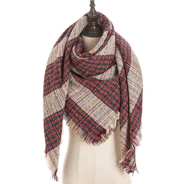 

scarves 2022 new cashmere scarf for women plaid knitted triangle pashmina winter warm shawl wraps bufanda female soft neck echarpe y2211, Blue;gray