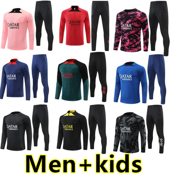 

2022 2023 mbappe psgs tracksuit jerseys soccer verratti icardi half pull hakimi track suits jacket wijnaldum paris chandal training sports w, Black;yellow