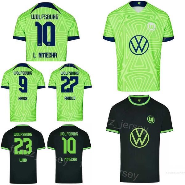 

22 23 club vfl wolfsburg 4 lacroix soccer jersey casteels arnold bornauw baku marmoush svanberg kruse nmecha guilavogui van de ven football, Black;yellow