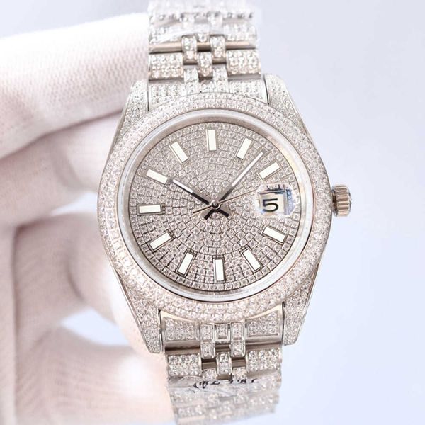

wristwatches 2022 wristwatches diamond watch mens automatic mechanical watch waterproof 41mm with diamond-studded steel sapphire women busin, Slivery;brown