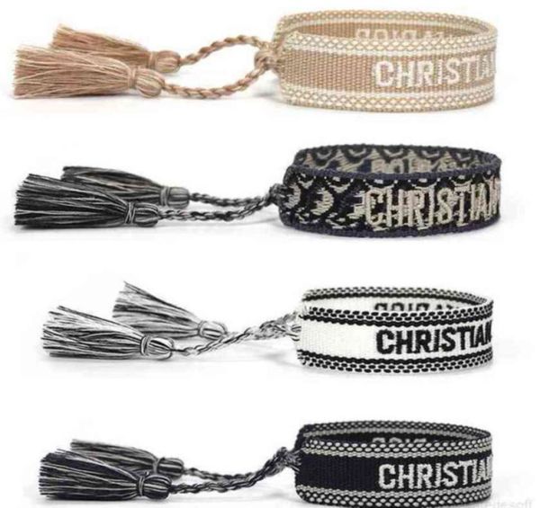 

brand designers adjustable bracelet luxury woven friendship bangle for women men vintage braided bangles embroidery tassel bracele8324300, Golden;silver