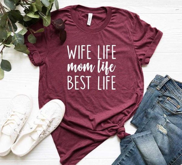 

wife life mom women hipster funny t-shirt lady yong girl tee drop ship, White