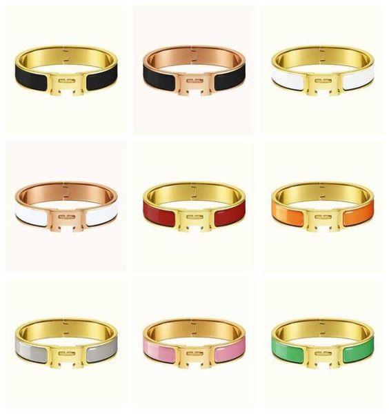 

luxury brand 18k gold stainless steel h bangle bracelet jewelry for women gift6468544, Black