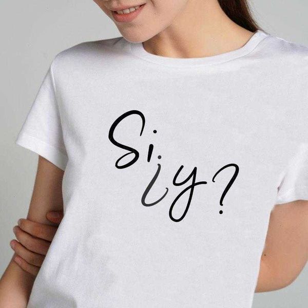 

yes and funny spanish t-shirt t shirts women hipster graphic letter print, White