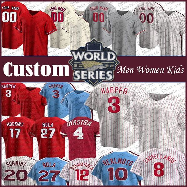 

bryce 3 harper 10 j.t. realmuto baseball jersey 2022 world series custom philadelphia 17 rhys hoskins nick castellanos jean segura aaron nol, Blue;black