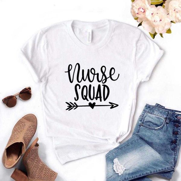 

nurse squad arrow print tee women hipster funny t-shirt lady yong girl 6 color top, White