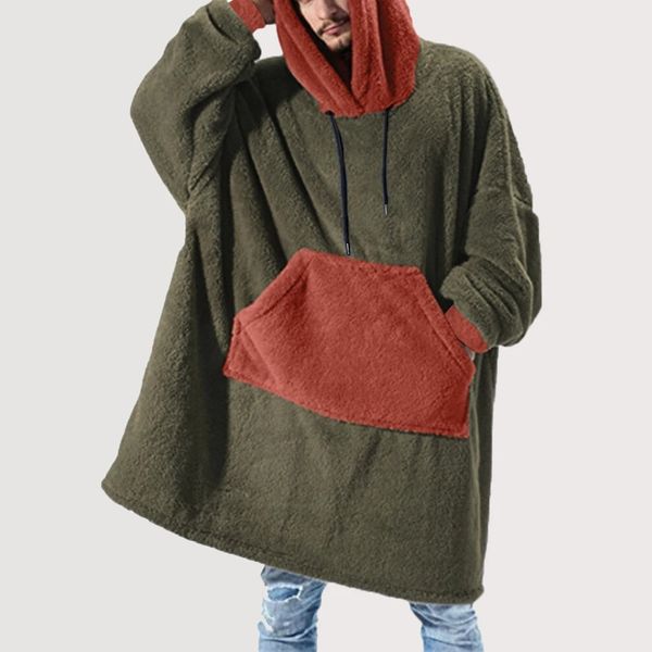 

40#wearable adults hoodie casual front pocket oversized blanket loose sweatshirt women cute cat print pullover soft warm 201216, Black