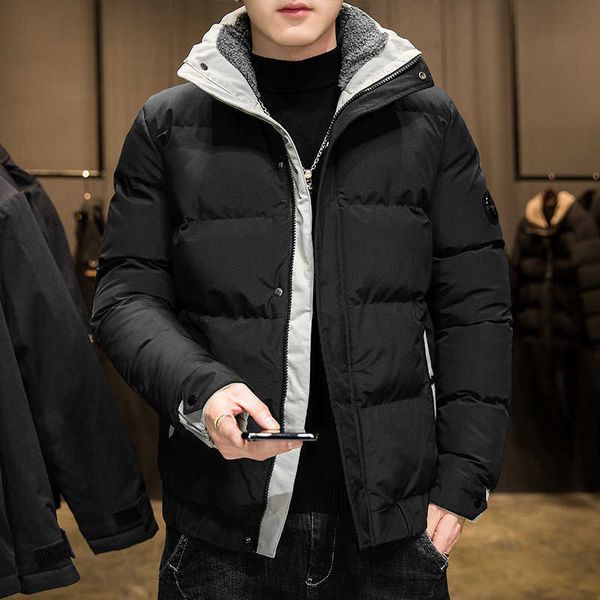 

coat men 2022 new winter thickened cotton jacket fashion brand, Black