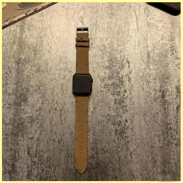 

luxury designer leather watchband for apple watch 6 5 4 se band sport leather bracelet 40mm 42mm 38mm strap for iwatch series 3 2 1 211242z, Black;brown