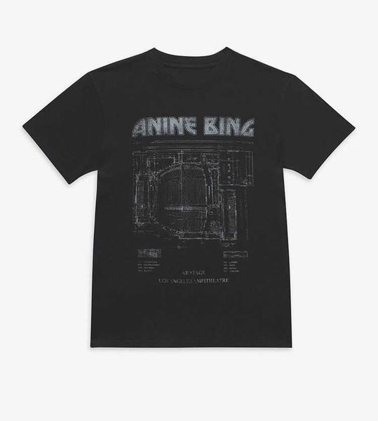 

anine bing cotton round neck tee shirt letter drawing printed black short sleeve women designer tshirt 9033480, White