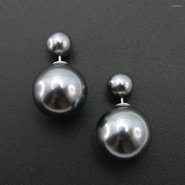

stud earrings fashion double side pearl earring unique designed for fancy girls, Golden;silver