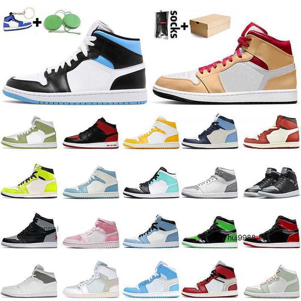 

2023 wholesale jumpman 1 high og shadow basketball shoes fashion women mens jordens 1s green python chicago reimagined mid university blu og, Black