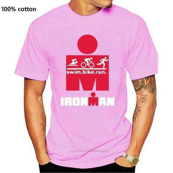 

round neck iron triathlon finisher cycle runner swimmer gymer sporter wear mens black t-shirt, White;black