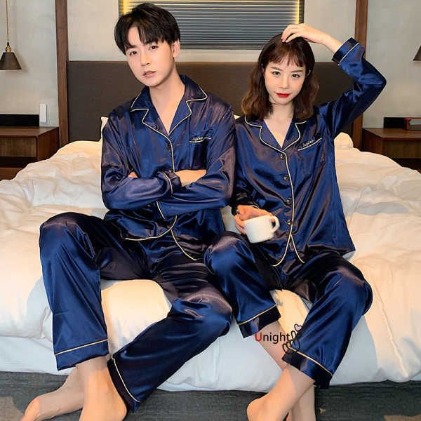 

men's sleepwear -5xl oversize luxury pajama satin silk pajamas set couple sleepwear family lover night suit men women casual homewear, Black;brown