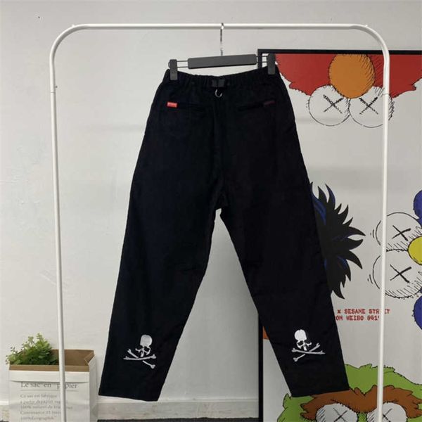 

mastermind japan skull embroidery print corduroy casual men trousers mmj men's pants sweatpants streetwear techwear cargo pants gikh, Black