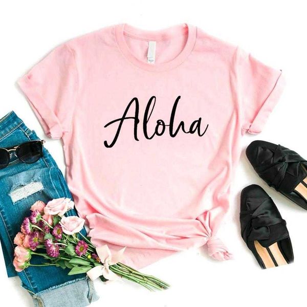 

aloha print women tshirts casual funny t shirt for lady tee hipster 6 color, White
