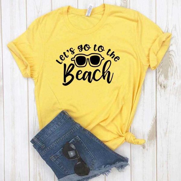 

lets go to the womens t shirt t-shirt beach women casual hipster funny lady yong, White