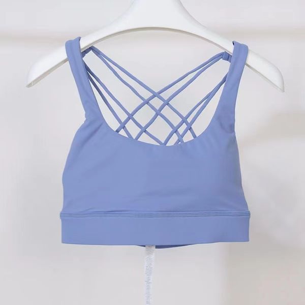 

bra ll yoga shockproof cross straps outfit running gym sport tank women widen hem push up workout fitness undershirt women crop nxag, White