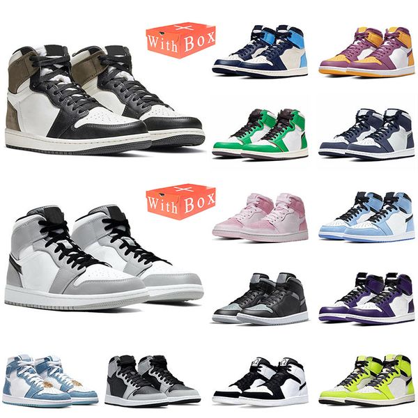 

1s men designer basketball shoes jumpmans 1 mid light smoke grey basket ball womens starfish orange university blue dark mocha shadow pink d