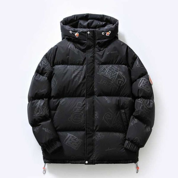 

down jacket men 2022 new high-end warm and thick hooded youth fashion trend, Black
