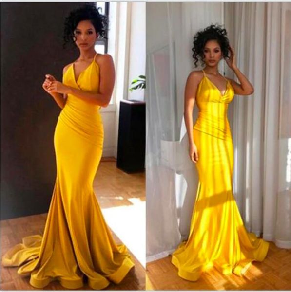

elegant yellow prom dresses v-neck mermaid long evening gowns plus size 2023 long vestido fiesta, Black