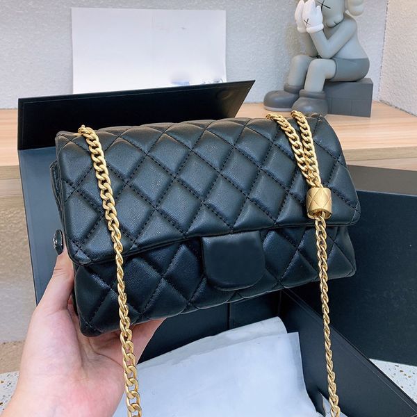 

designer channel bags for women black cc handbag leather chain slant shoulder clutch flap totes bag double letters solid hasp waist square s