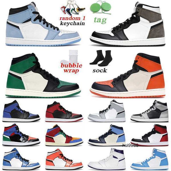 

university blue 1s men women basketball shoes dark mocha hyper royal turbo green shattered backboard mens trainer sports sneakers jordam, Black