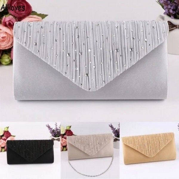 

crystals women evening handbags elegant satin bridal diamante ladies day clutch envelope bag wedding party lady crossbody mini bags for wome, Black
