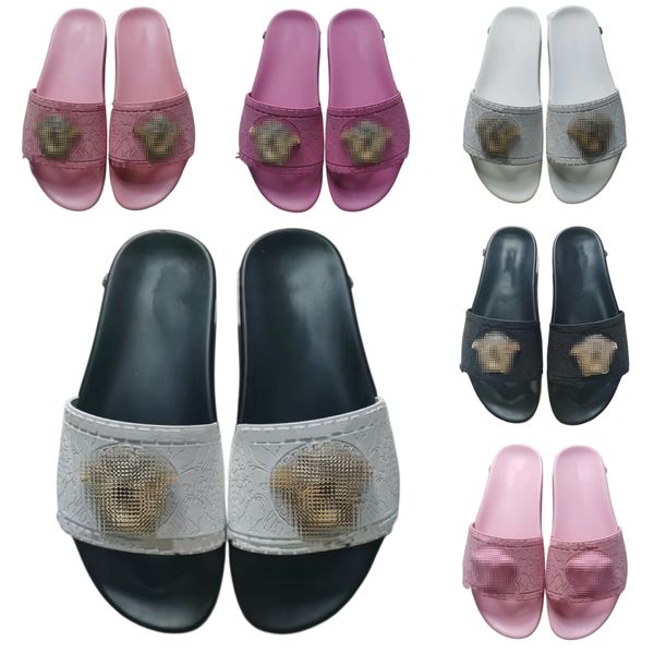 

luxury designer slippers thick soled anti-skid waterproof sandals flat soled lovers bathroom casual shoes holiday summer, Black