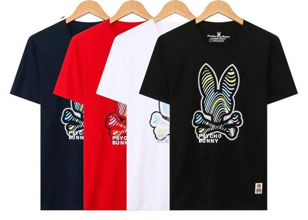 

men's psychobny t-shirt fashion brand versatile print skull rabbit pattern men's and women's cotton m-xxxl#06, White;black