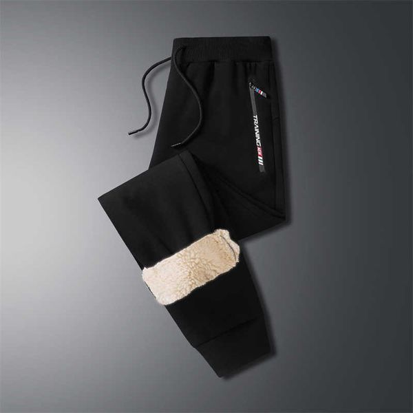 

heavy men's pants large casual sweatpants autumn and winter workwear plush, Black
