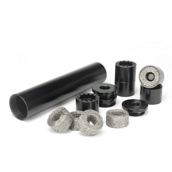 

fuel filter 1.5"od 7.5"l aluminum solvent trap 1.375x24 tube with 5pcs metal mesh filter wipes and 1/2-28 5/8-24 end cap for napa